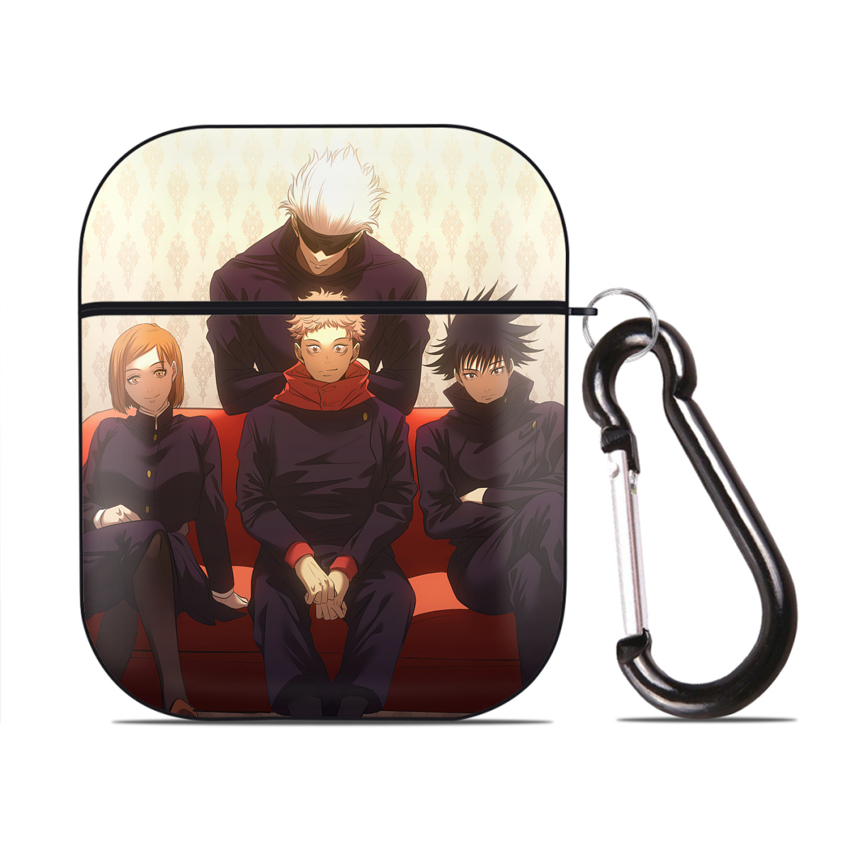 （画像用） SPY×FAMILY间谍家家酒 AirPods 第2世代保護ケース ハードシェル ブラック 耐衝撃・防指紋・カラビナ付き