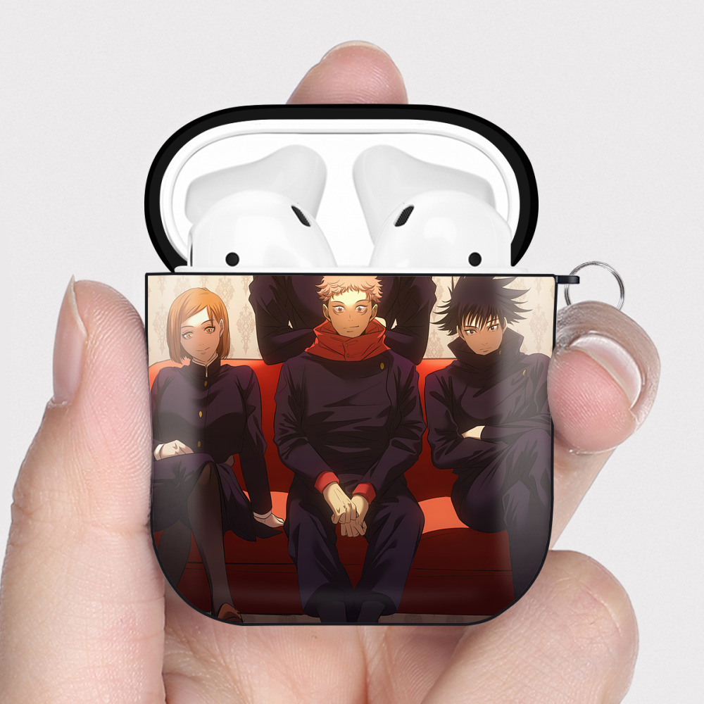 （画像用） SPY×FAMILY间谍家家酒 AirPods 第2世代保護ケース ハードシェル ブラック 耐衝撃・防指紋・カラビナ付き