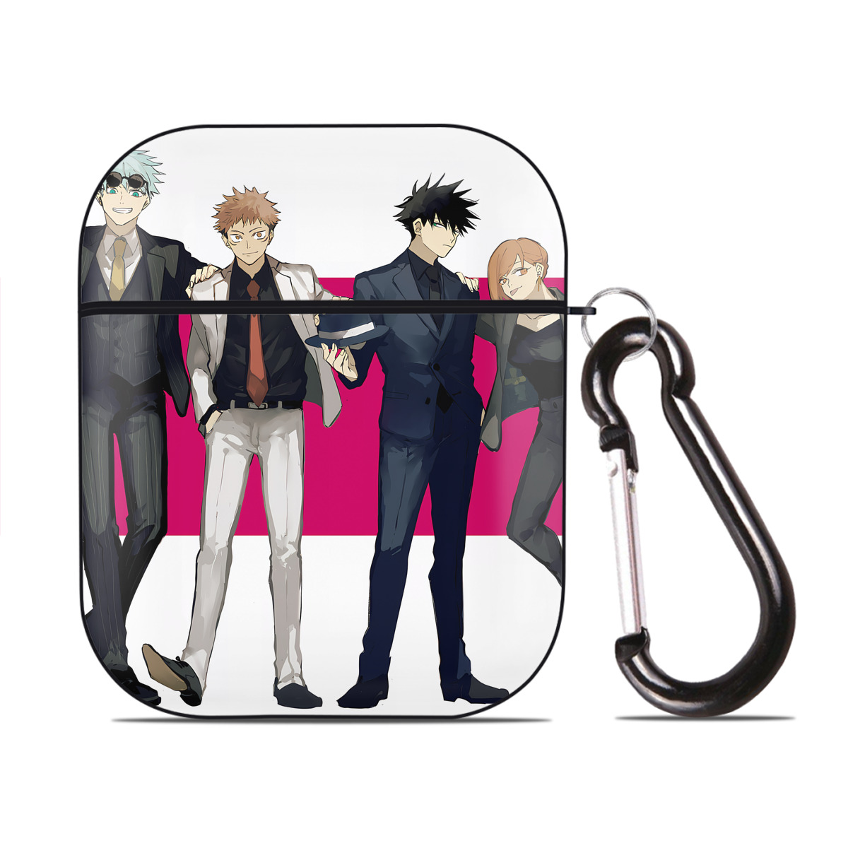 （画像用） SPY×FAMILY间谍家家酒 AirPods 第2世代保護ケース ハードシェル ブラック 耐衝撃・防指紋・カラビナ付き