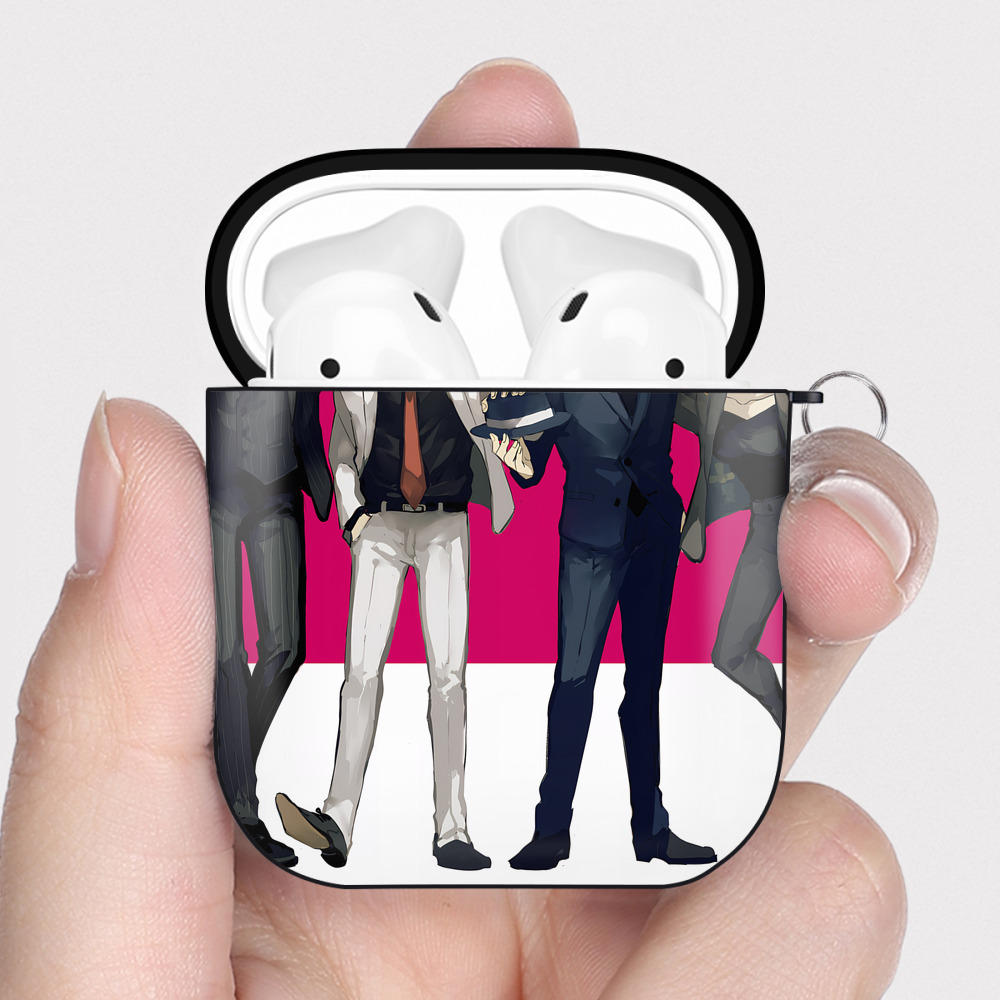 （画像用） SPY×FAMILY间谍家家酒 AirPods 第2世代保護ケース ハードシェル ブラック 耐衝撃・防指紋・カラビナ付き