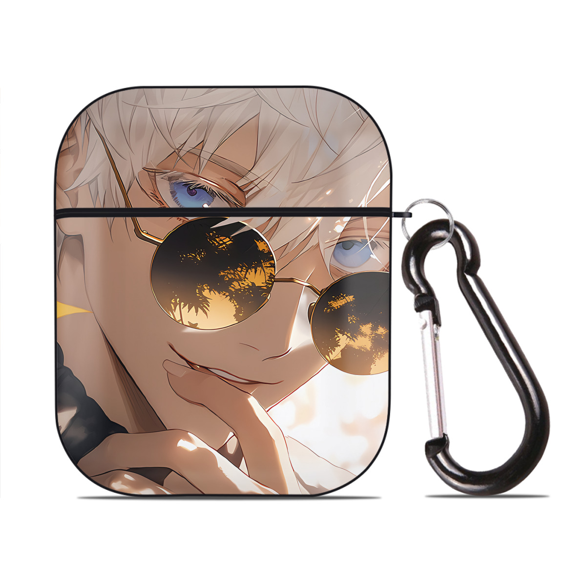 （画像用） SPY×FAMILY间谍家家酒 AirPods 第2世代保護ケース ハードシェル ブラック 耐衝撃・防指紋・カラビナ付き