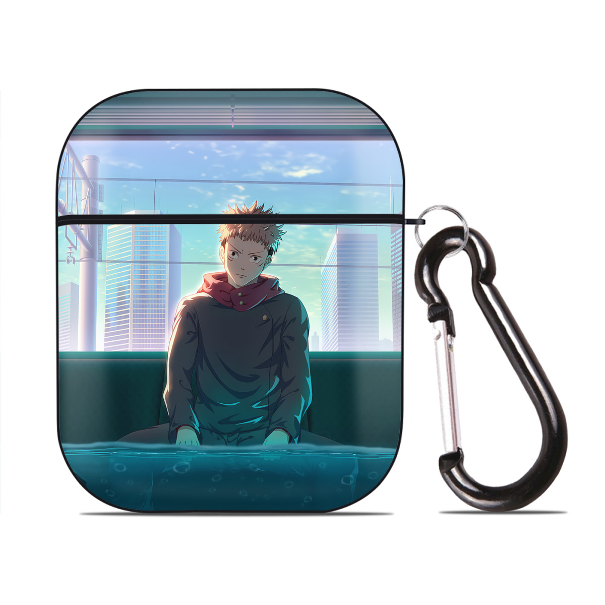 （画像用） SPY×FAMILY间谍家家酒 AirPods 第2世代保護ケース ハードシェル ブラック 耐衝撃・防指紋・カラビナ付き