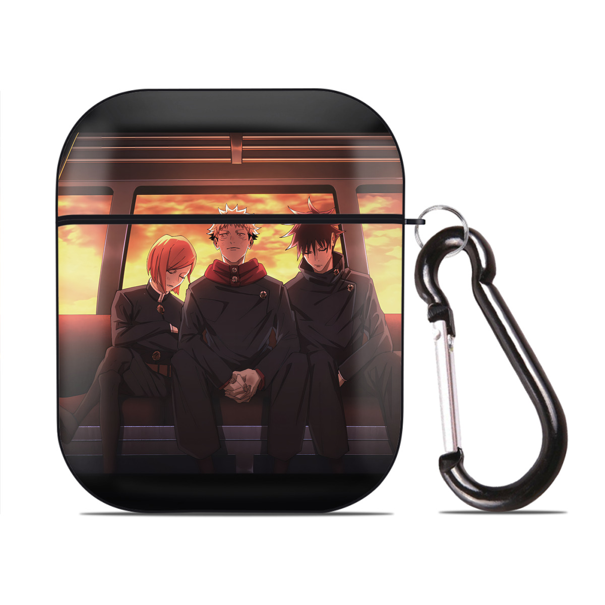（画像用） SPY×FAMILY间谍家家酒 AirPods 第2世代保護ケース ハードシェル ブラック 耐衝撃・防指紋・カラビナ付き