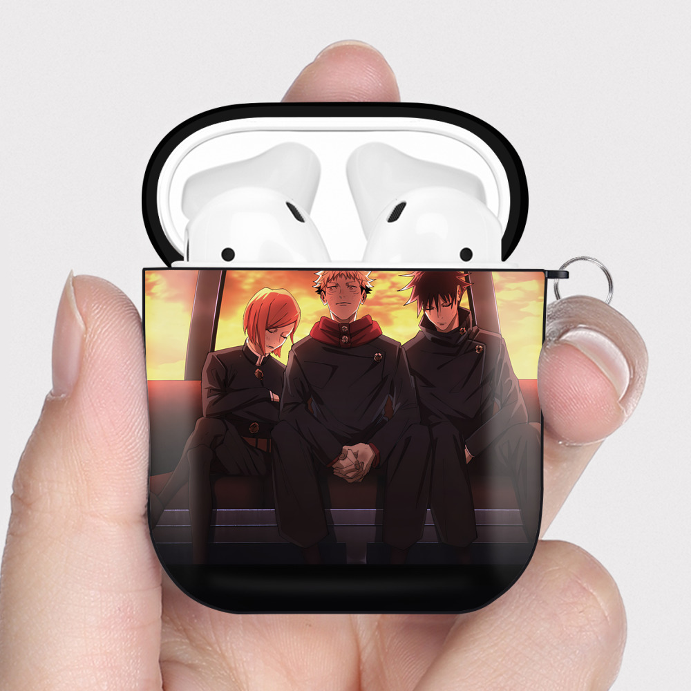 （画像用） SPY×FAMILY间谍家家酒 AirPods 第2世代保護ケース ハードシェル ブラック 耐衝撃・防指紋・カラビナ付き