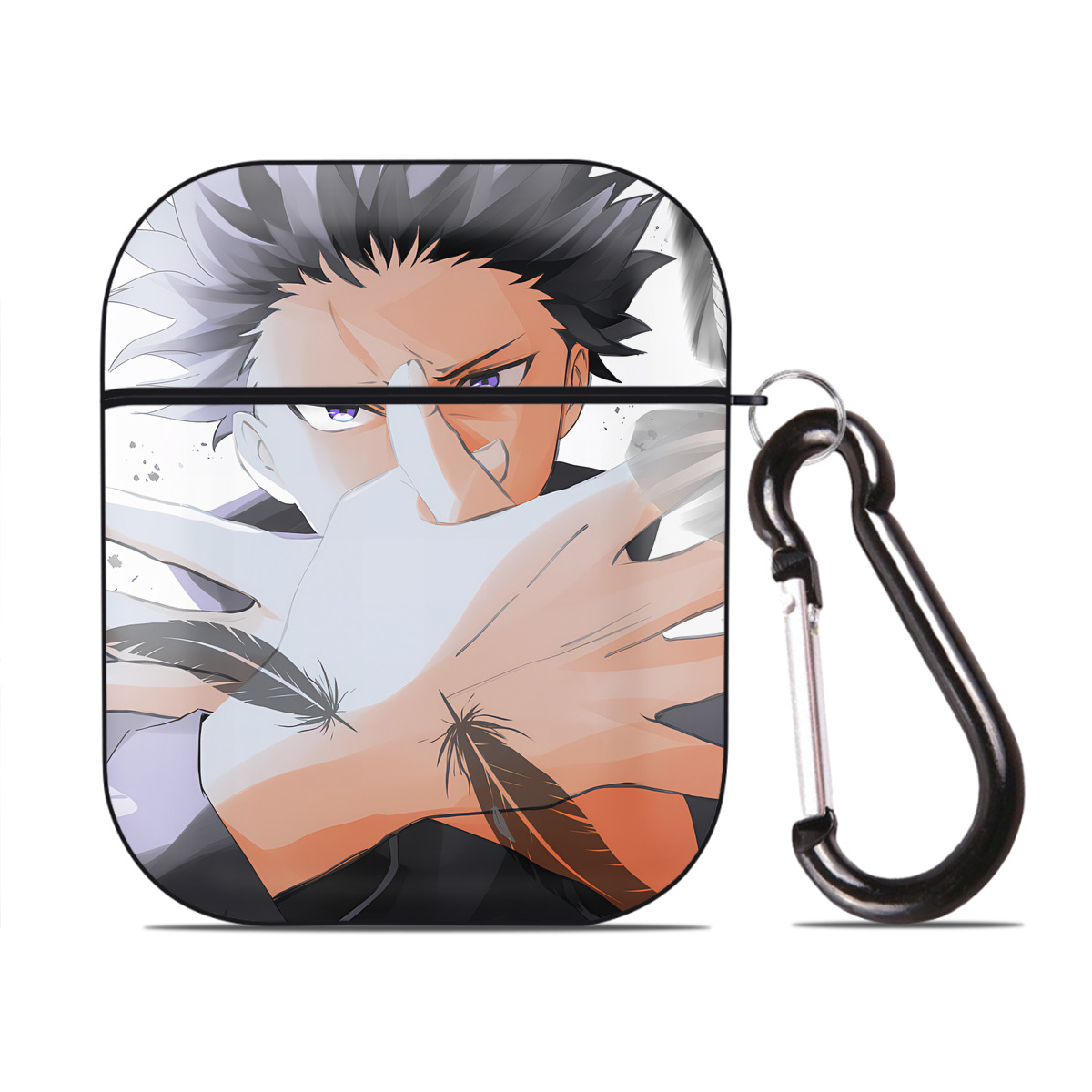 （画像用） SPY×FAMILY间谍家家酒 AirPods 第2世代保護ケース ハードシェル ブラック 耐衝撃・防指紋・カラビナ付き