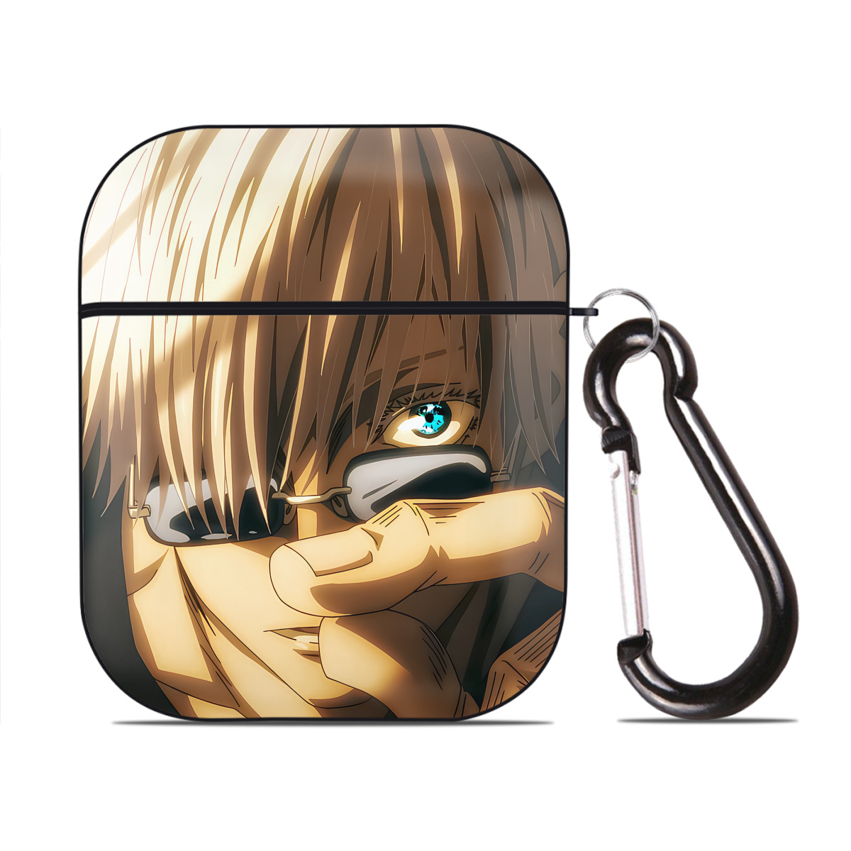 （画像用） SPY×FAMILY间谍家家酒 AirPods 第2世代保護ケース ハードシェル ブラック 耐衝撃・防指紋・カラビナ付き