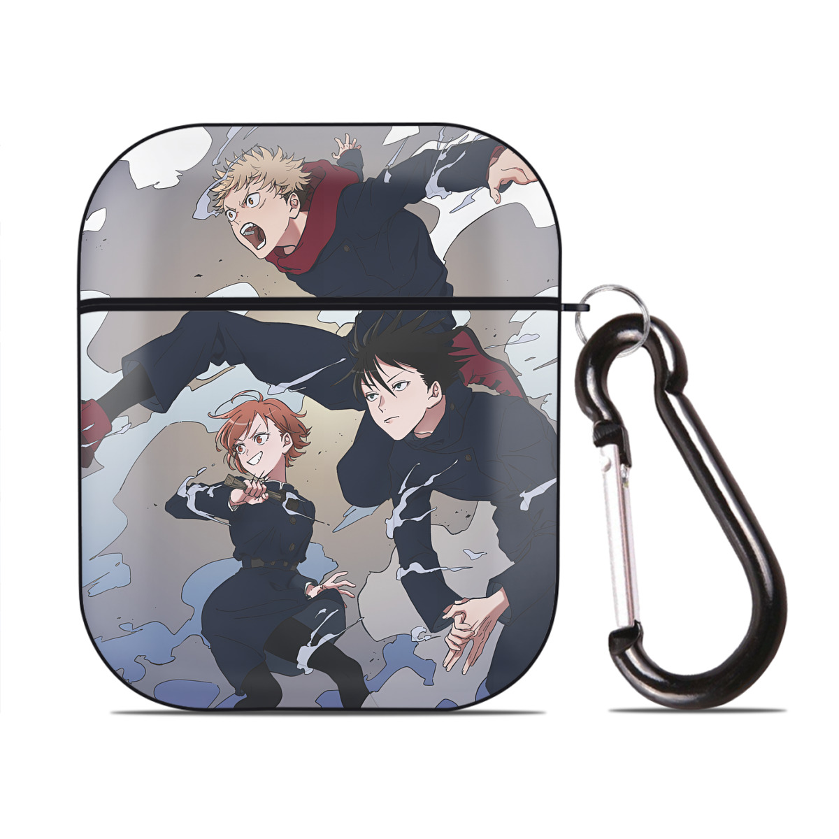 （画像用） SPY×FAMILY间谍家家酒 AirPods 第2世代保護ケース ハードシェル ブラック 耐衝撃・防指紋・カラビナ付き