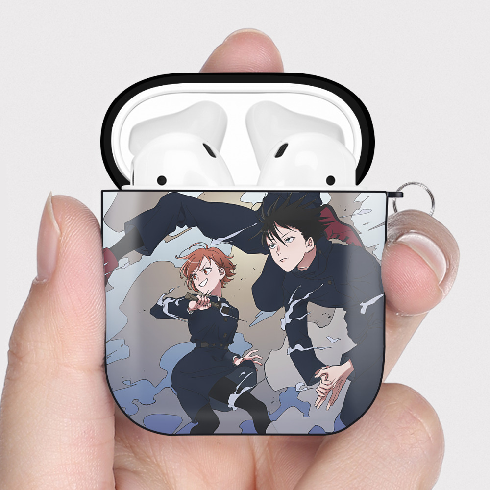 （画像用） SPY×FAMILY间谍家家酒 AirPods 第2世代保護ケース ハードシェル ブラック 耐衝撃・防指紋・カラビナ付き