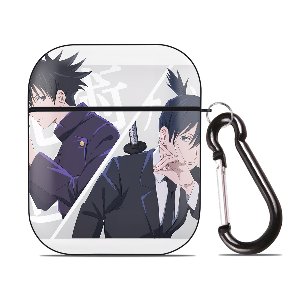 （画像用） SPY×FAMILY间谍家家酒 AirPods 第2世代保護ケース ハードシェル ブラック 耐衝撃・防指紋・カラビナ付き