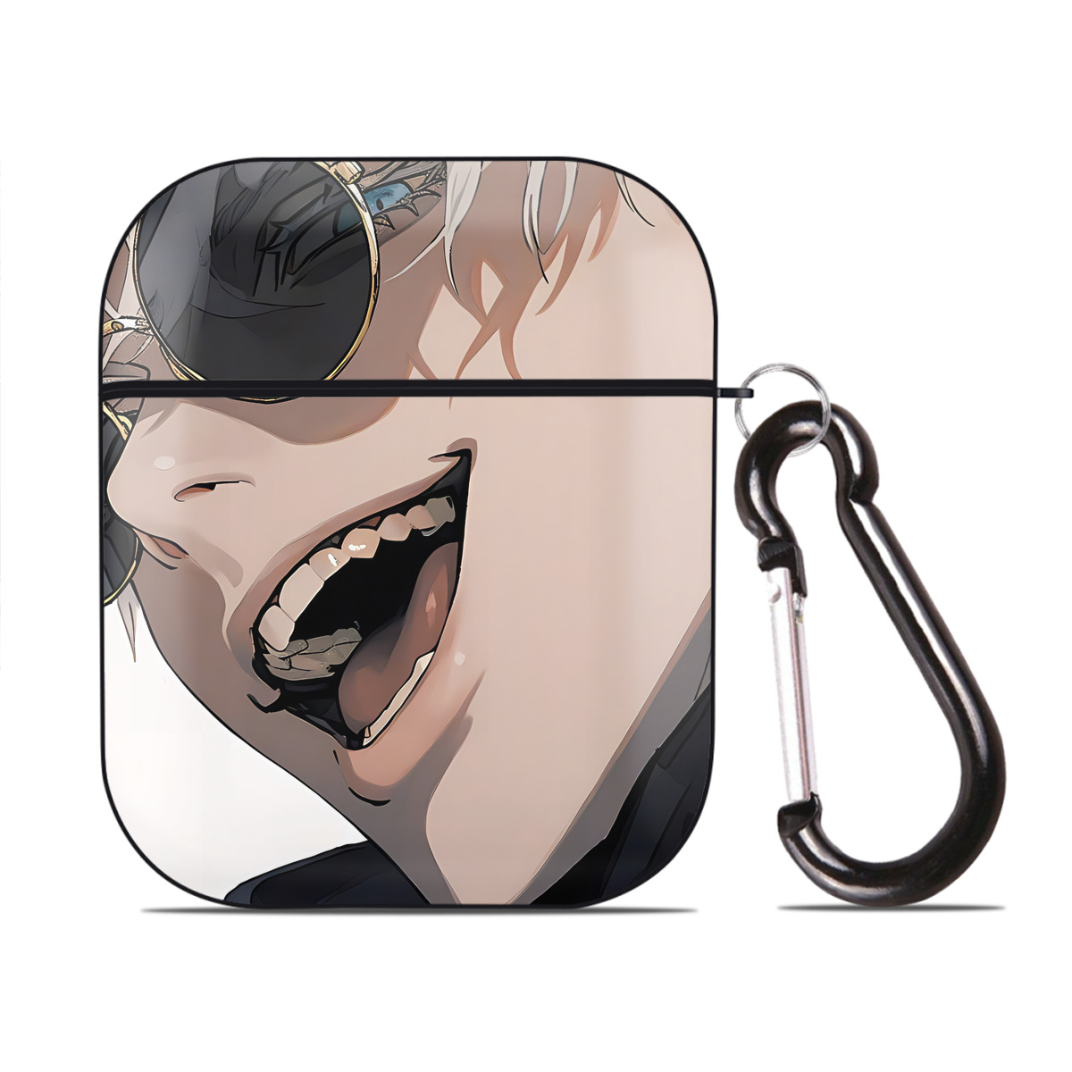 （画像用） SPY×FAMILY间谍家家酒 AirPods 第2世代保護ケース ハードシェル ブラック 耐衝撃・防指紋・カラビナ付き
