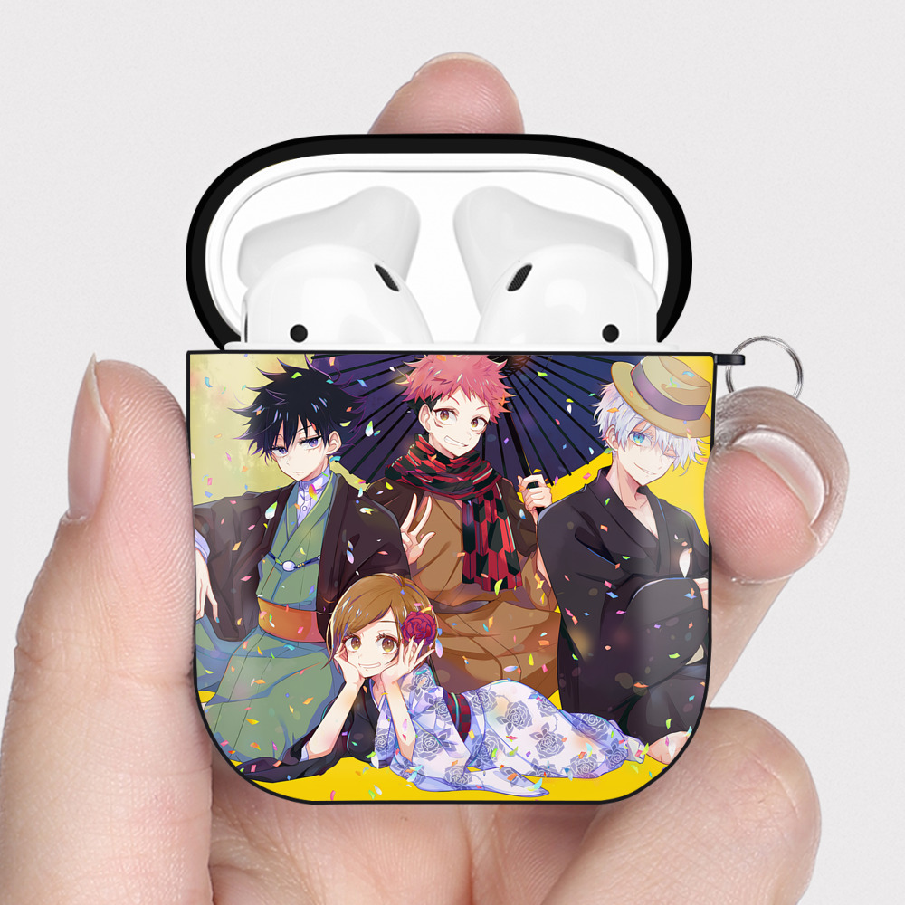 （画像用） SPY×FAMILY间谍家家酒 AirPods 第2世代保護ケース ハードシェル ブラック 耐衝撃・防指紋・カラビナ付き