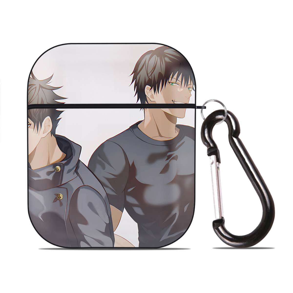 （画像用） SPY×FAMILY间谍家家酒 AirPods 第2世代保護ケース ハードシェル ブラック 耐衝撃・防指紋・カラビナ付き