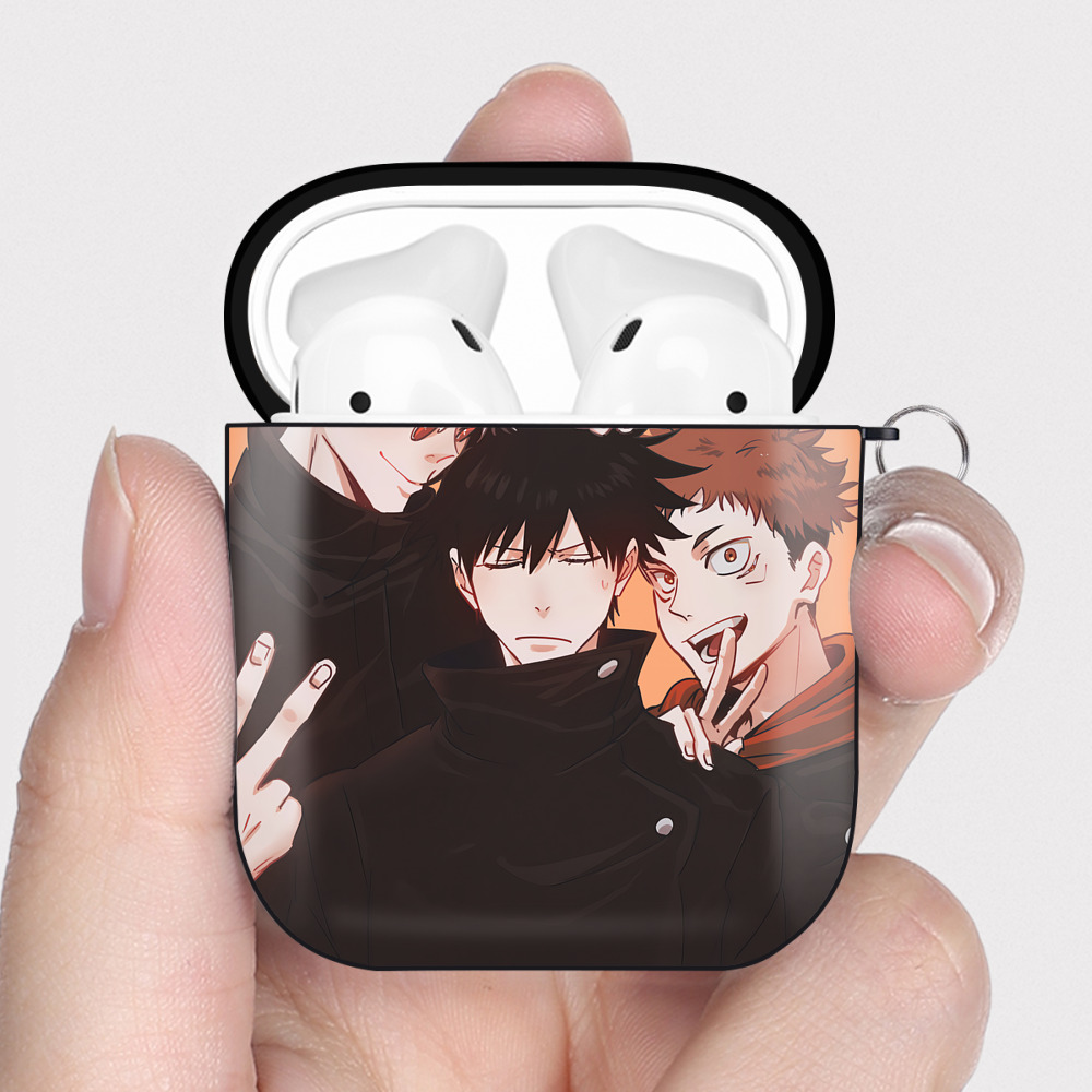 （画像用） SPY×FAMILY间谍家家酒 AirPods 第2世代保護ケース ハードシェル ブラック 耐衝撃・防指紋・カラビナ付き