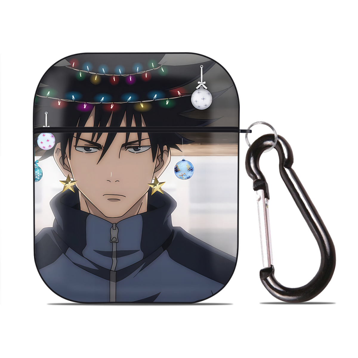 （画像用） SPY×FAMILY间谍家家酒 AirPods 第2世代保護ケース ハードシェル ブラック 耐衝撃・防指紋・カラビナ付き