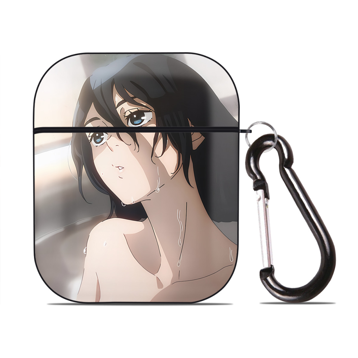 （画像用） SPY×FAMILY间谍家家酒 AirPods 第2世代保護ケース ハードシェル ブラック 耐衝撃・防指紋・カラビナ付き