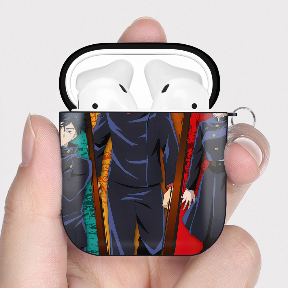 （画像用） SPY×FAMILY间谍家家酒 AirPods 第2世代保護ケース ハードシェル ブラック 耐衝撃・防指紋・カラビナ付き