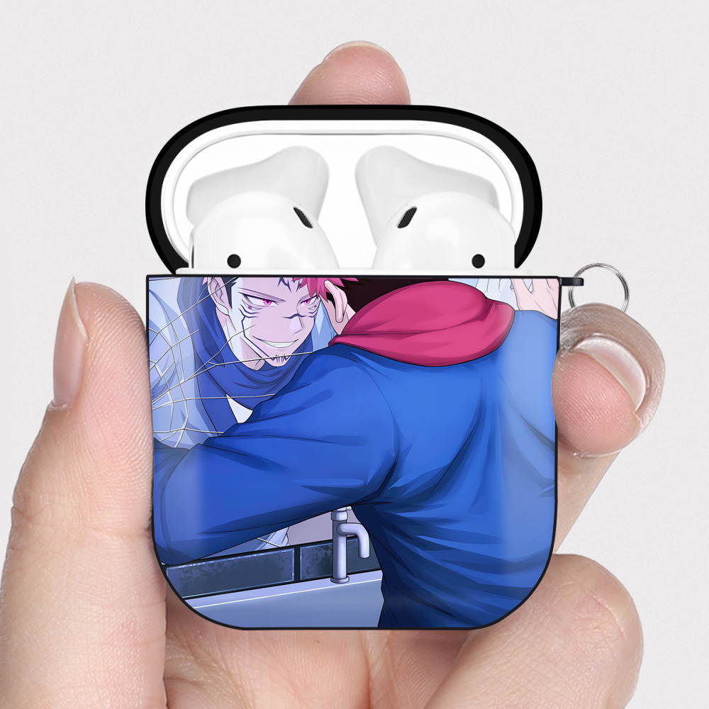 （画像用） SPY×FAMILY间谍家家酒 AirPods 第2世代保護ケース ハードシェル ブラック 耐衝撃・防指紋・カラビナ付き