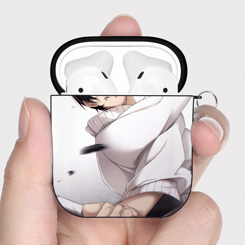 （画像用） SPY×FAMILY间谍家家酒 AirPods 第2世代保護ケース ハードシェル ブラック 耐衝撃・防指紋・カラビナ付き