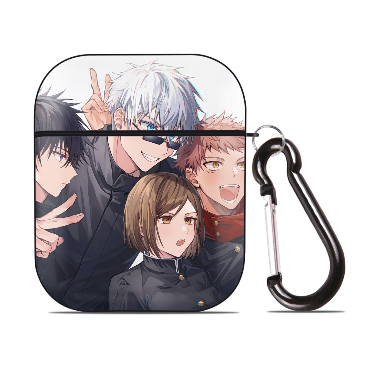 （画像用） SPY×FAMILY间谍家家酒 AirPods 第2世代保護ケース ハードシェル ブラック 耐衝撃・防指紋・カラビナ付き