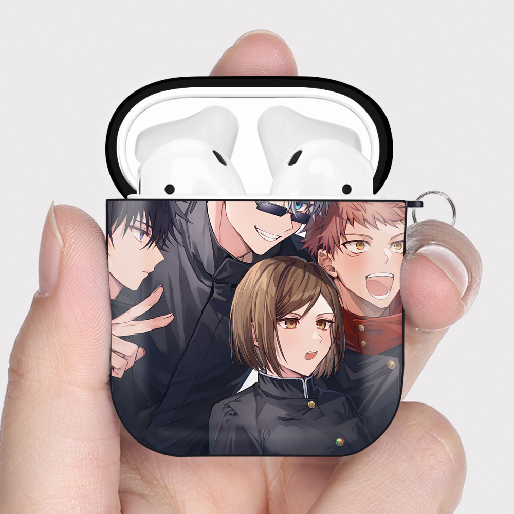 （画像用） SPY×FAMILY间谍家家酒 AirPods 第2世代保護ケース ハードシェル ブラック 耐衝撃・防指紋・カラビナ付き