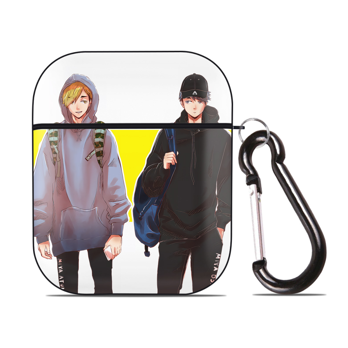 （画像用） SPY×FAMILY间谍家家酒 AirPods 第2世代保護ケース ハードシェル ブラック 耐衝撃・防指紋・カラビナ付き
