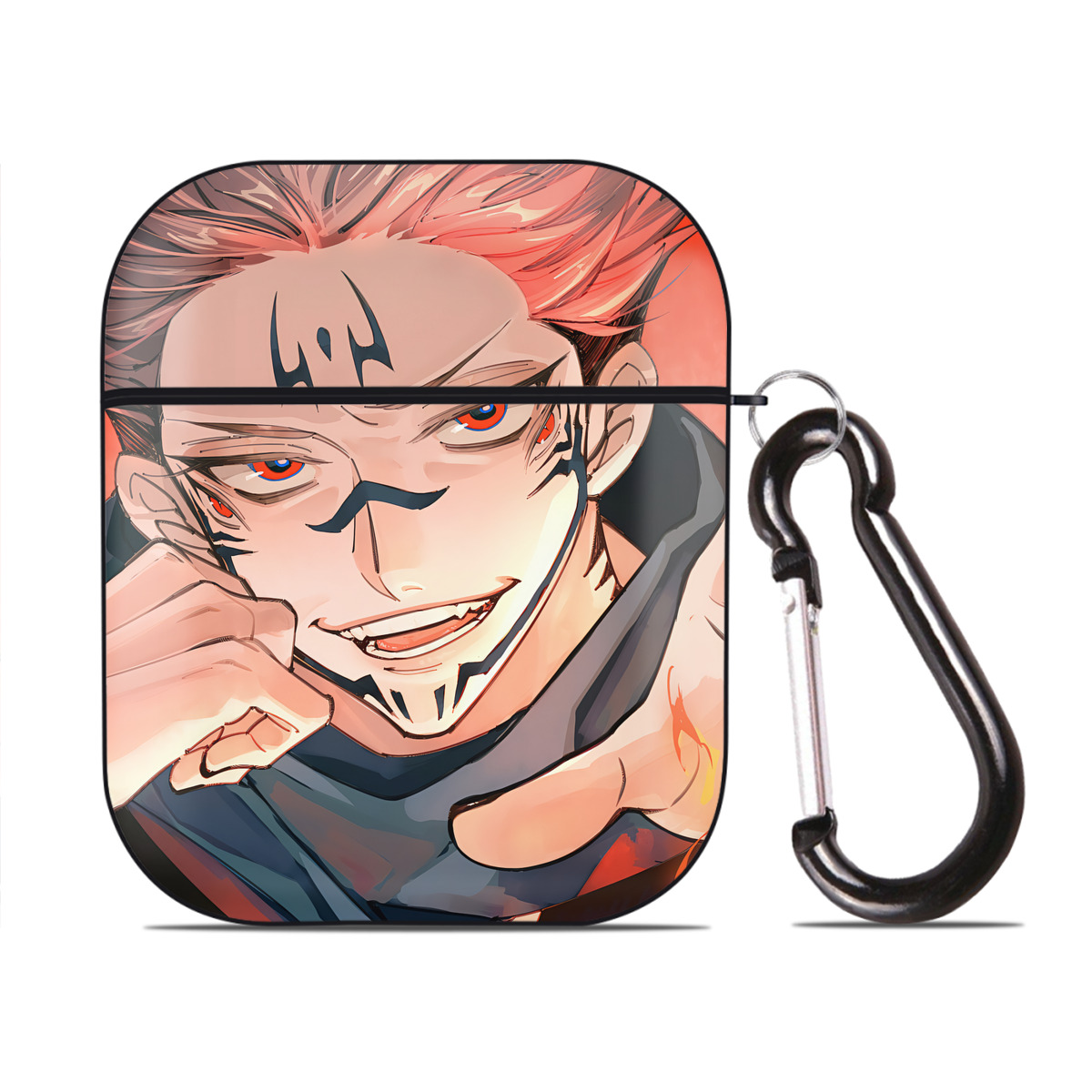 （画像用） SPY×FAMILY间谍家家酒 AirPods 第2世代保護ケース ハードシェル ブラック 耐衝撃・防指紋・カラビナ付き