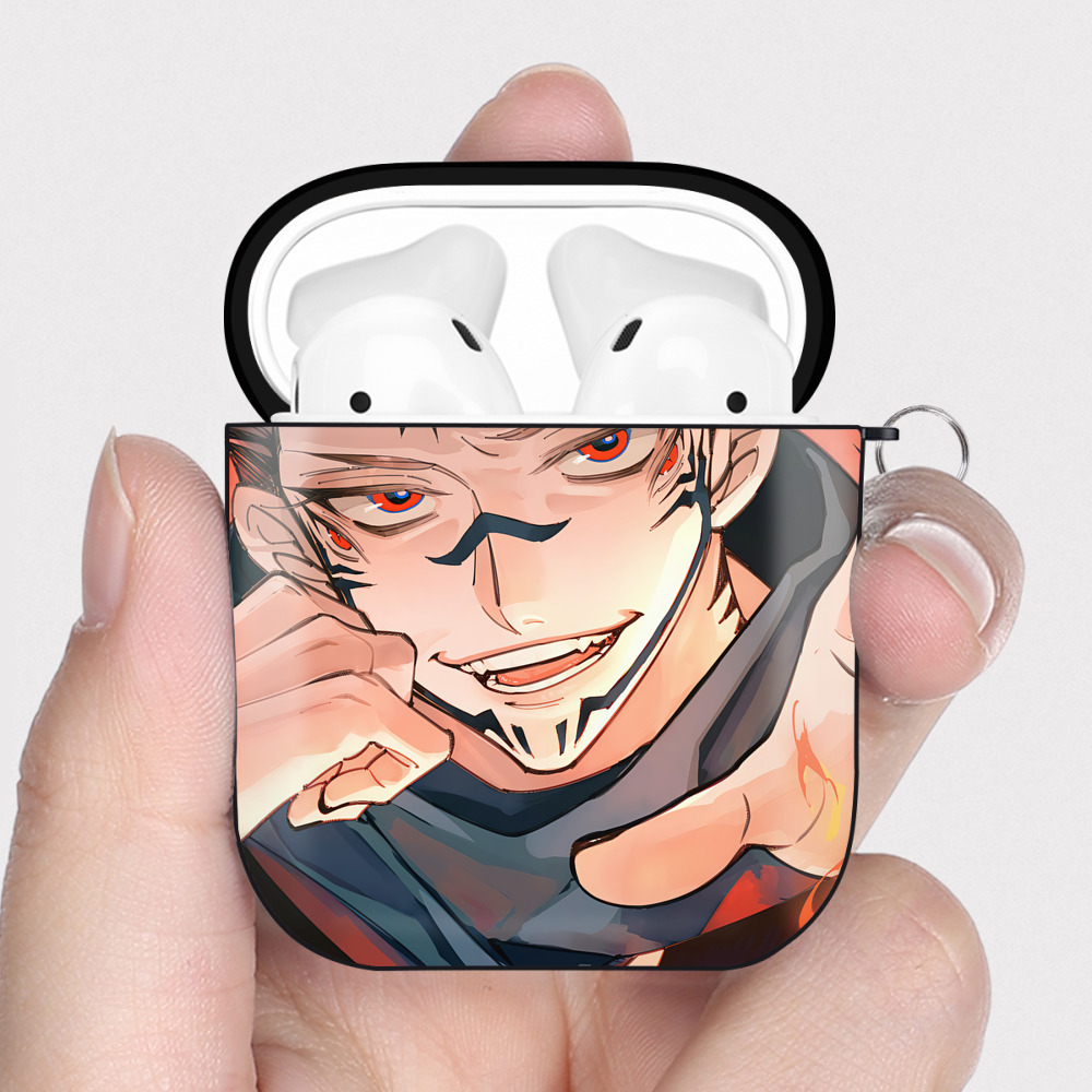 （画像用） SPY×FAMILY间谍家家酒 AirPods 第2世代保護ケース ハードシェル ブラック 耐衝撃・防指紋・カラビナ付き