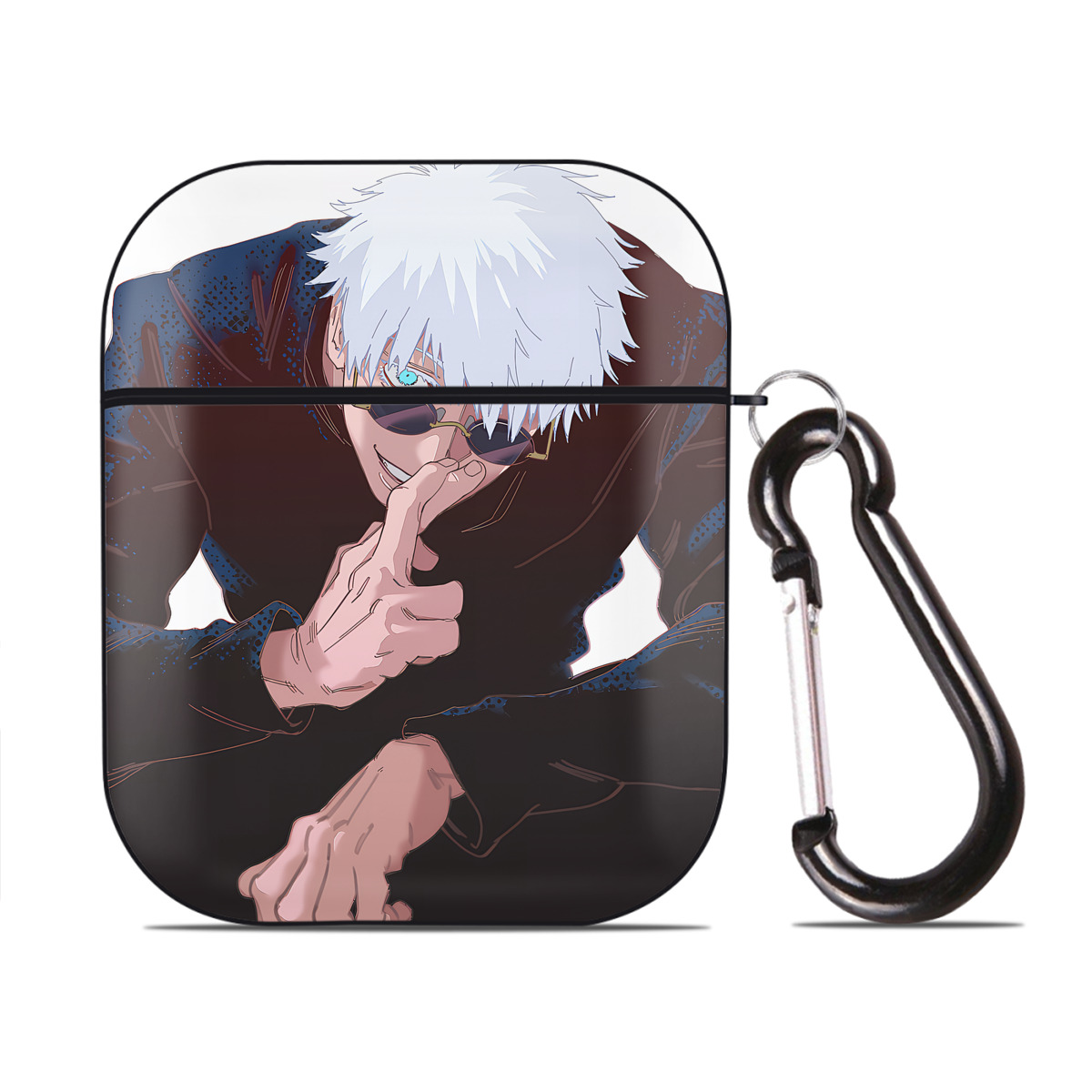 （画像用） SPY×FAMILY间谍家家酒 AirPods 第2世代保護ケース ハードシェル ブラック 耐衝撃・防指紋・カラビナ付き