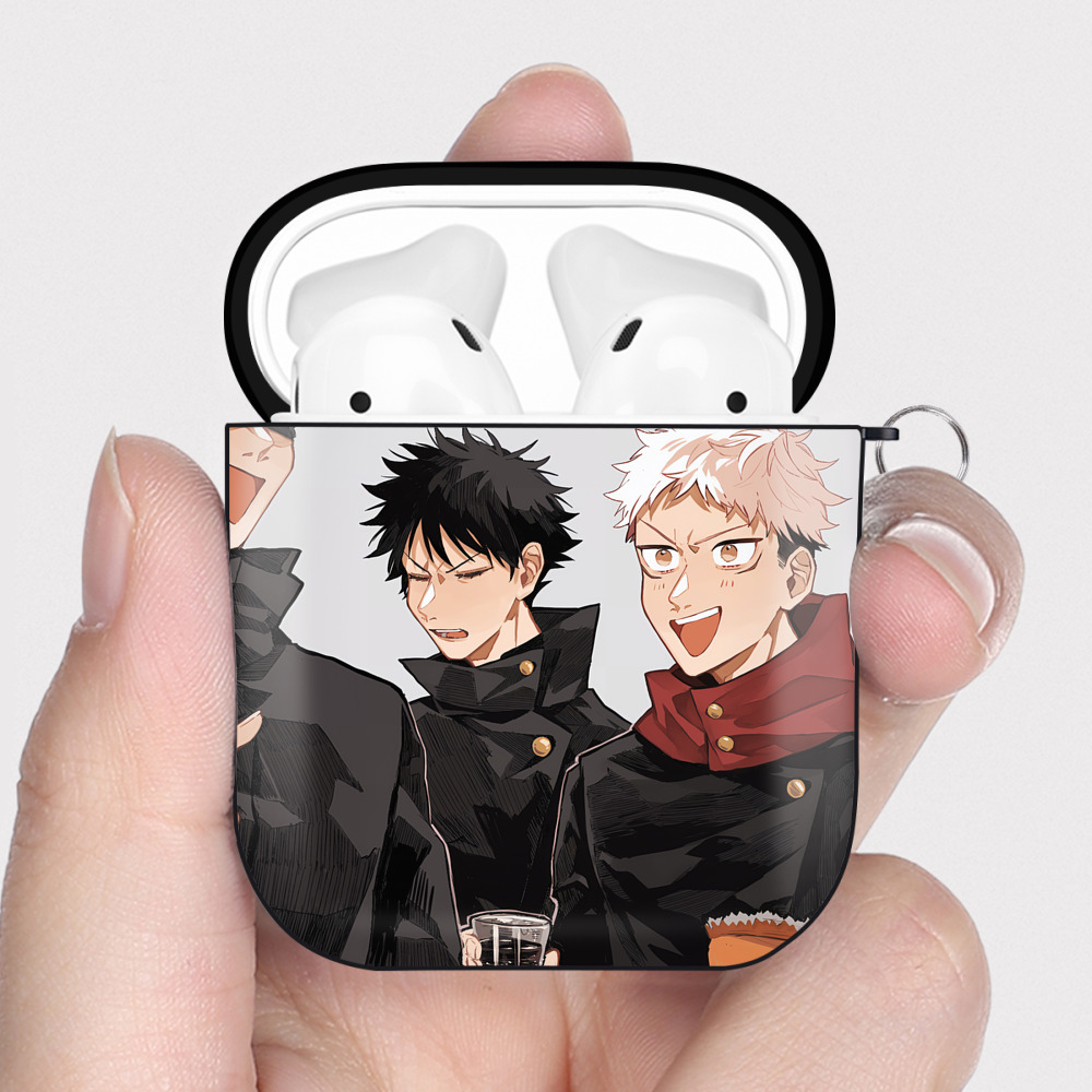 （画像用） SPY×FAMILY间谍家家酒 AirPods 第2世代保護ケース ハードシェル ブラック 耐衝撃・防指紋・カラビナ付き