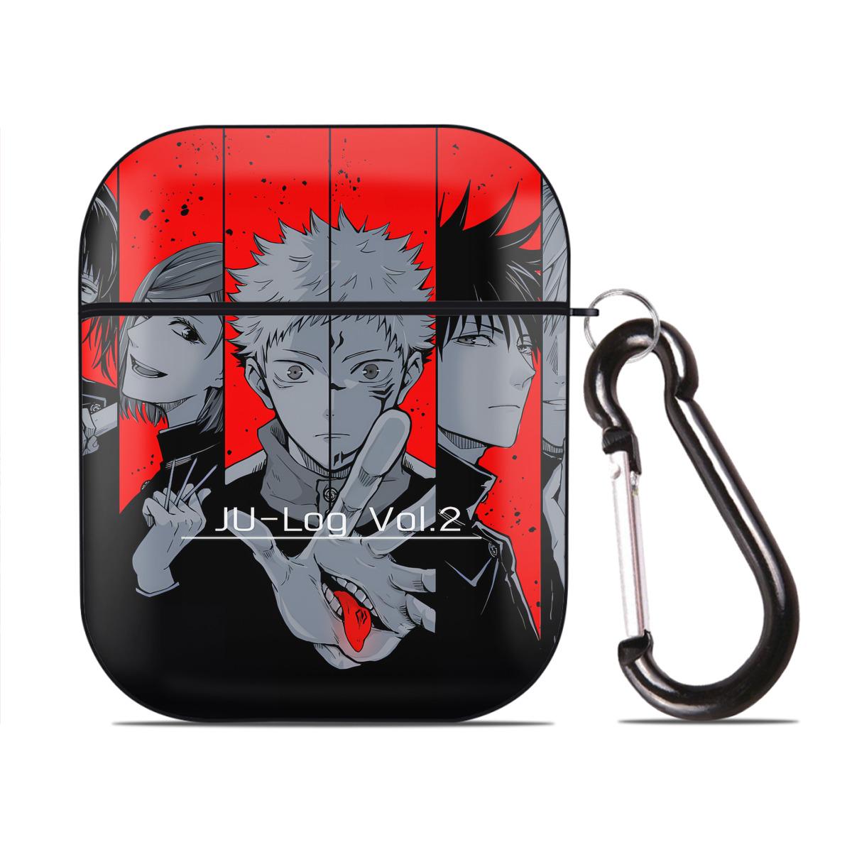 （画像用） SPY×FAMILY间谍家家酒 AirPods 第2世代保護ケース ハードシェル ブラック 耐衝撃・防指紋・カラビナ付き