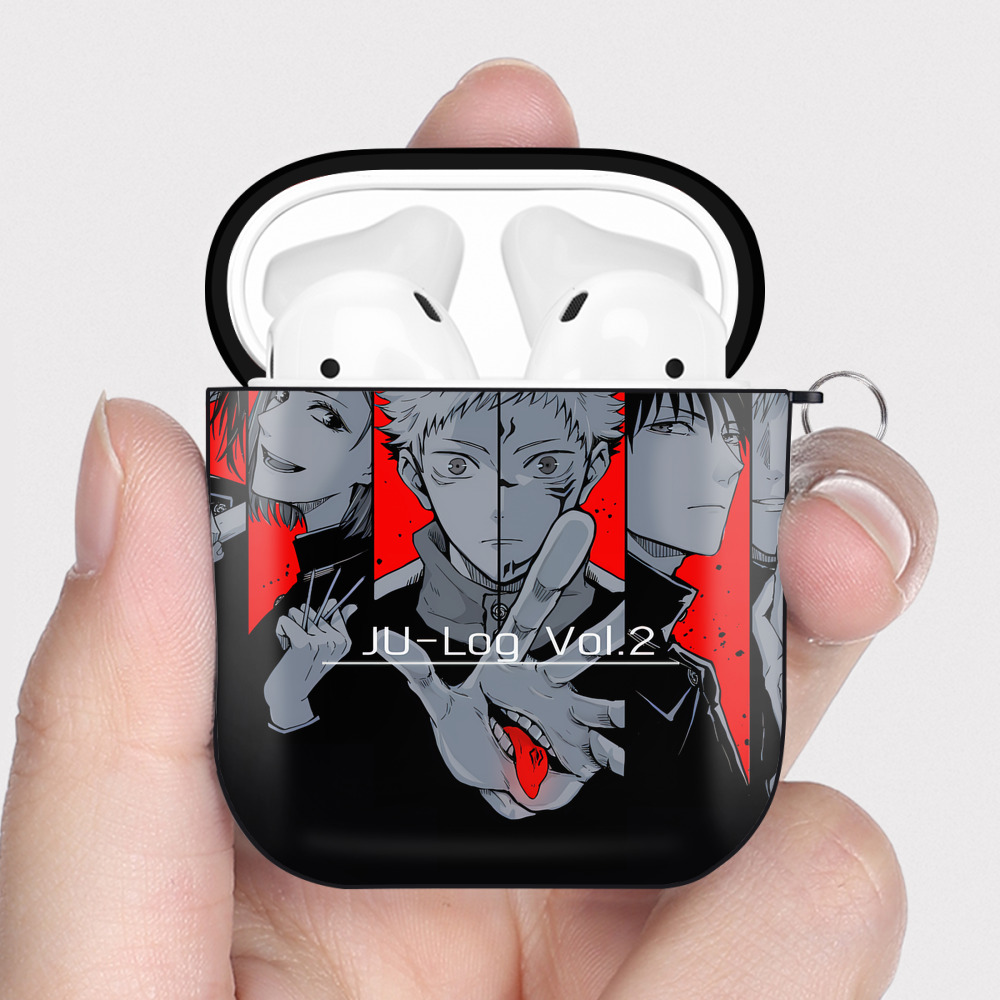 （画像用） SPY×FAMILY间谍家家酒 AirPods 第2世代保護ケース ハードシェル ブラック 耐衝撃・防指紋・カラビナ付き