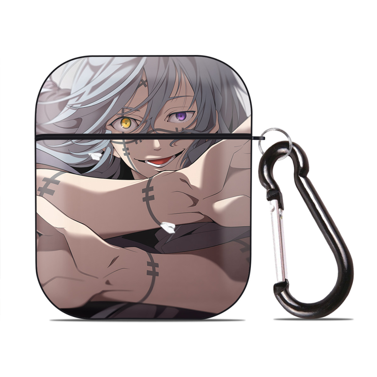 （画像用） SPY×FAMILY间谍家家酒 AirPods 第2世代保護ケース ハードシェル ブラック 耐衝撃・防指紋・カラビナ付き