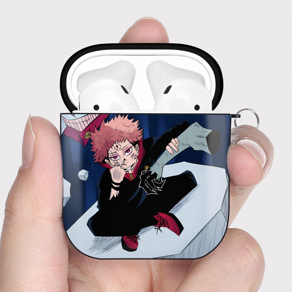 （画像用） SPY×FAMILY间谍家家酒 AirPods 第2世代保護ケース ハードシェル ブラック 耐衝撃・防指紋・カラビナ付き