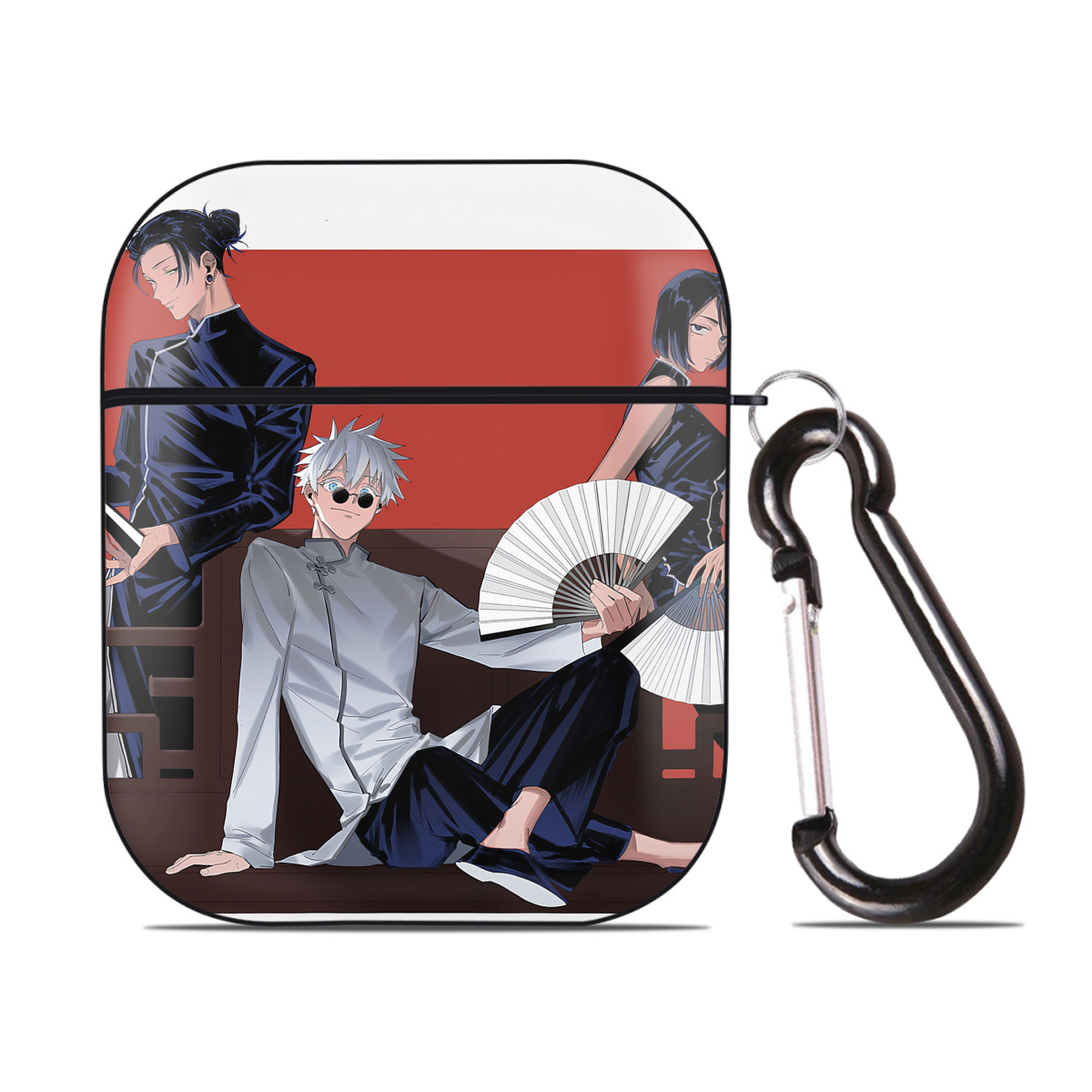 （画像用） SPY×FAMILY间谍家家酒 AirPods 第2世代保護ケース ハードシェル ブラック 耐衝撃・防指紋・カラビナ付き