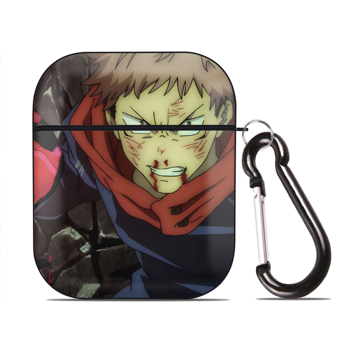 （画像用） SPY×FAMILY间谍家家酒 AirPods 第2世代保護ケース ハードシェル ブラック 耐衝撃・防指紋・カラビナ付き