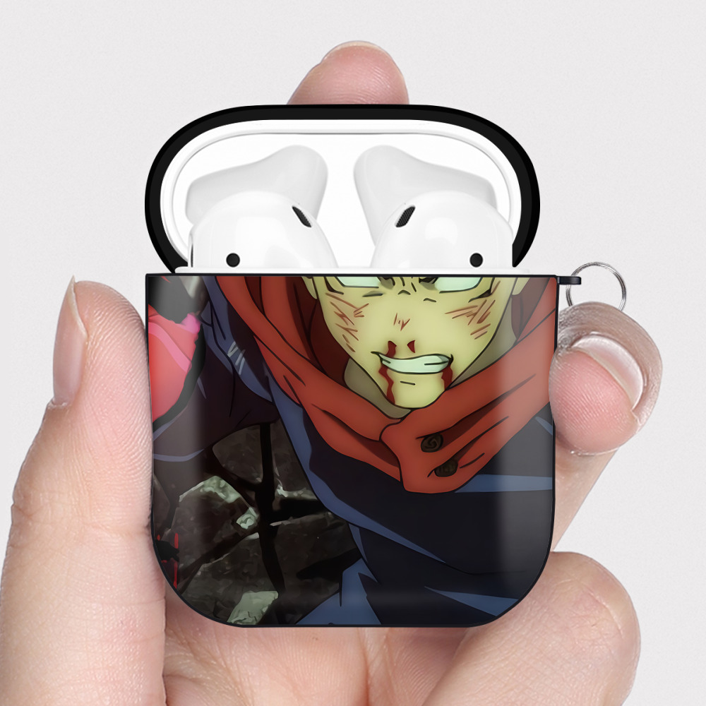 （画像用） SPY×FAMILY间谍家家酒 AirPods 第2世代保護ケース ハードシェル ブラック 耐衝撃・防指紋・カラビナ付き