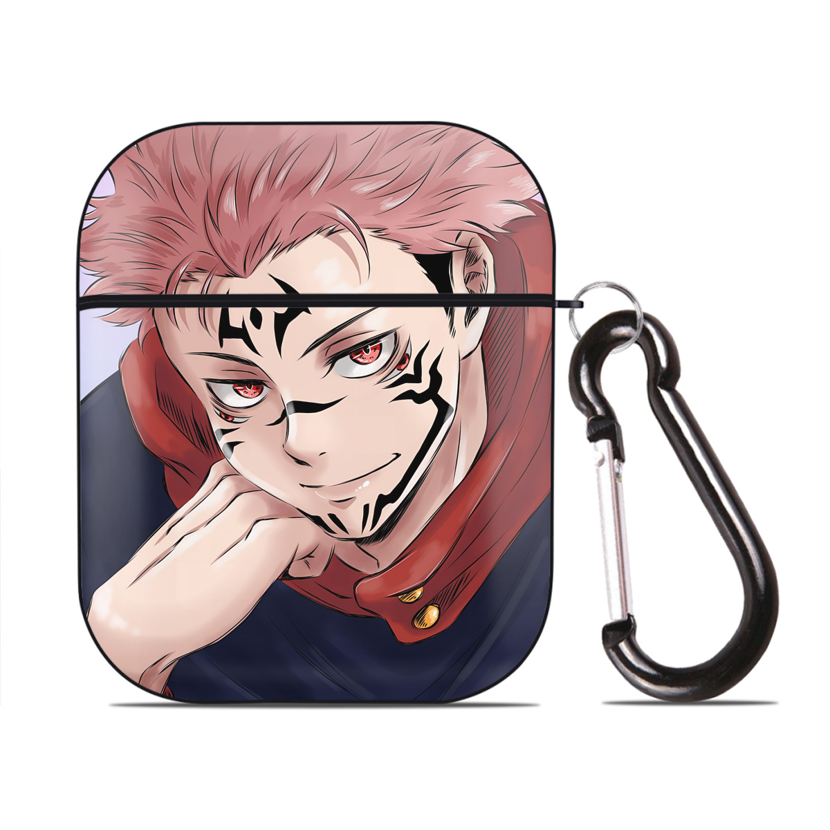 （画像用） SPY×FAMILY间谍家家酒 AirPods 第2世代保護ケース ハードシェル ブラック 耐衝撃・防指紋・カラビナ付き