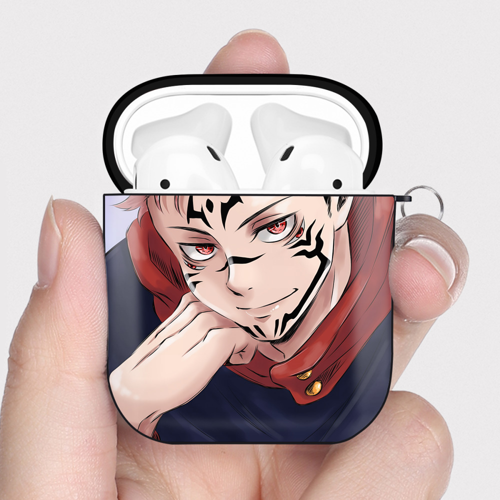 （画像用） SPY×FAMILY间谍家家酒 AirPods 第2世代保護ケース ハードシェル ブラック 耐衝撃・防指紋・カラビナ付き