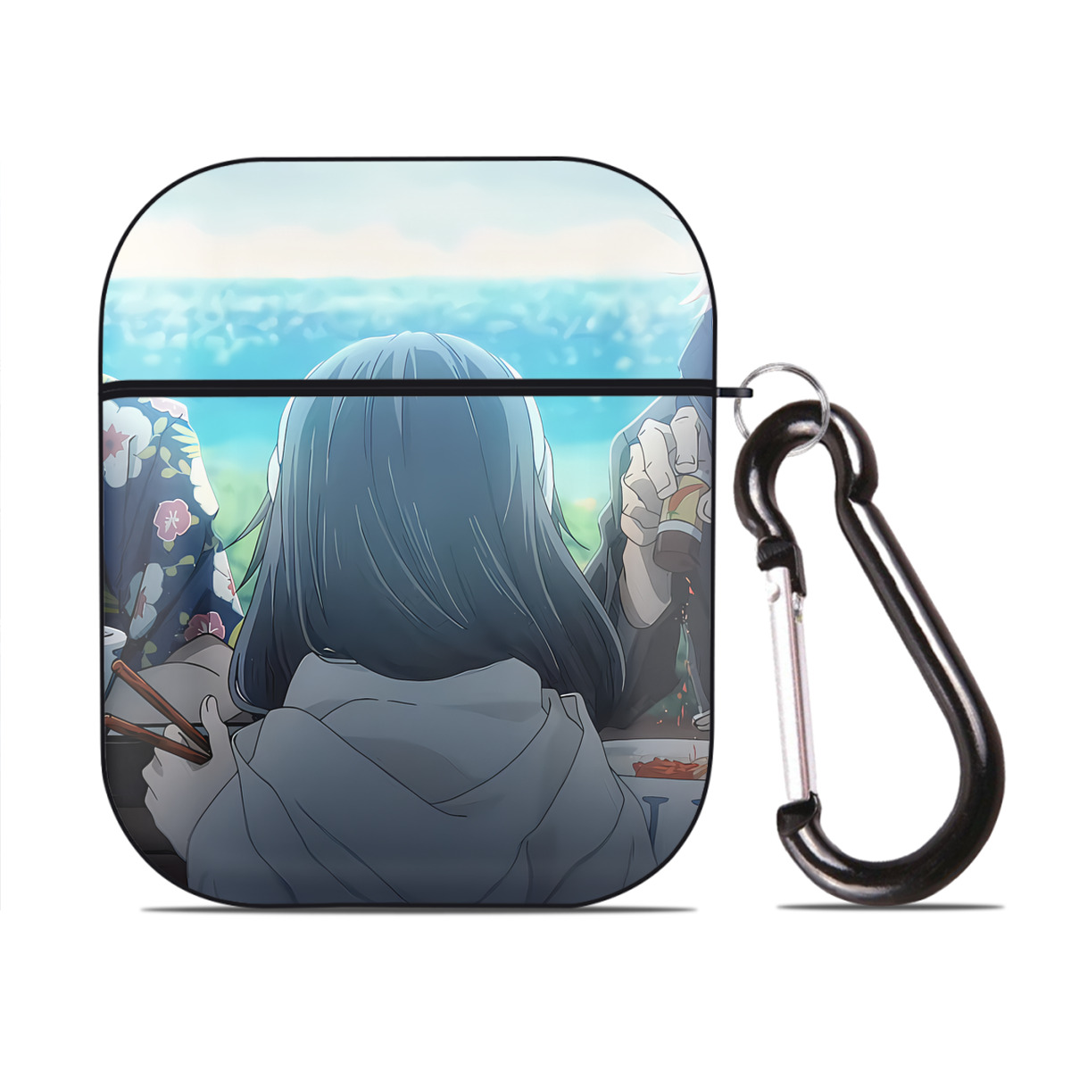 （画像用） SPY×FAMILY间谍家家酒 AirPods 第2世代保護ケース ハードシェル ブラック 耐衝撃・防指紋・カラビナ付き