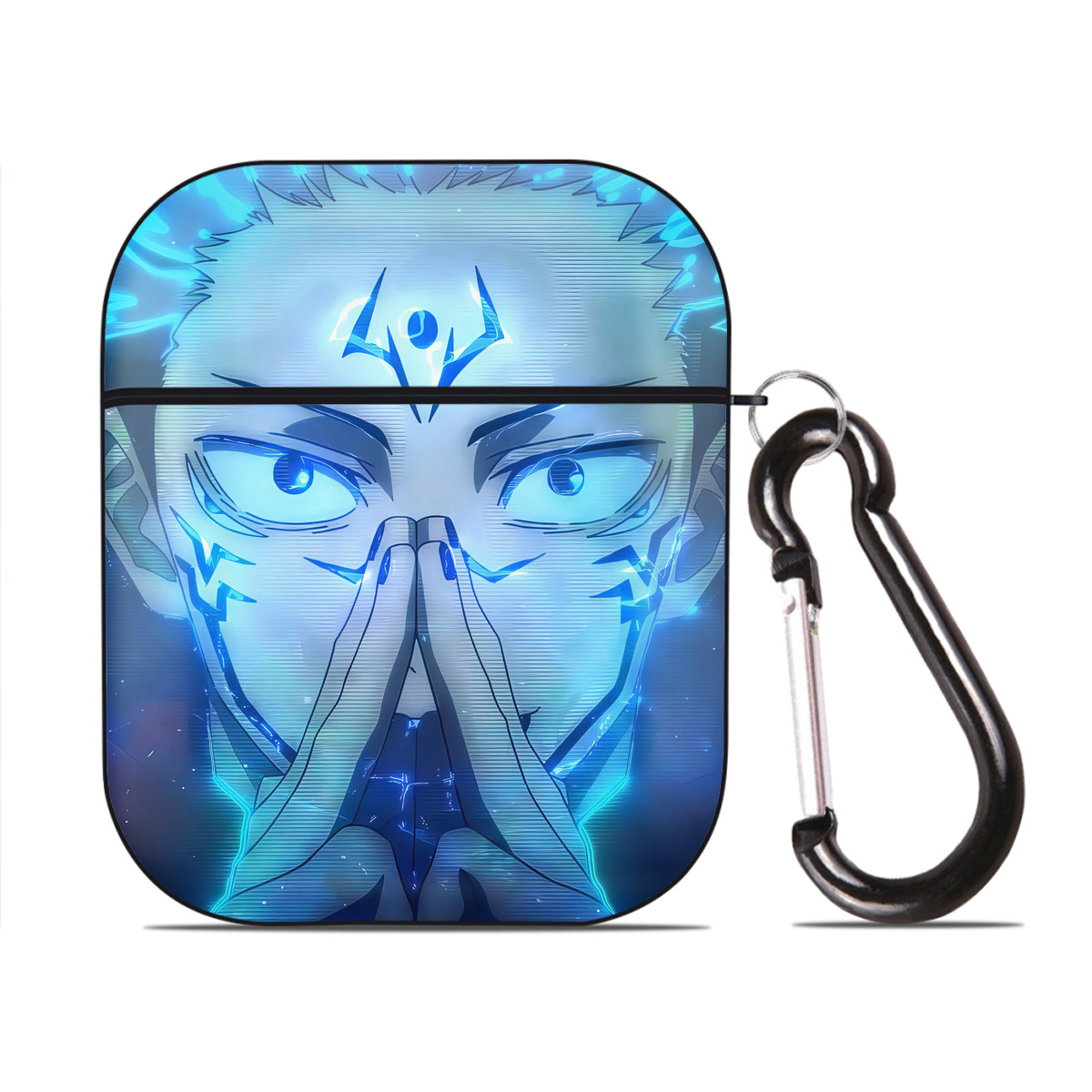 （画像用） SPY×FAMILY间谍家家酒 AirPods 第2世代保護ケース ハードシェル ブラック 耐衝撃・防指紋・カラビナ付き