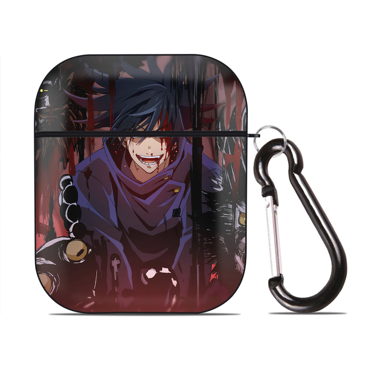 （画像用） SPY×FAMILY间谍家家酒 AirPods 第2世代保護ケース ハードシェル ブラック 耐衝撃・防指紋・カラビナ付き