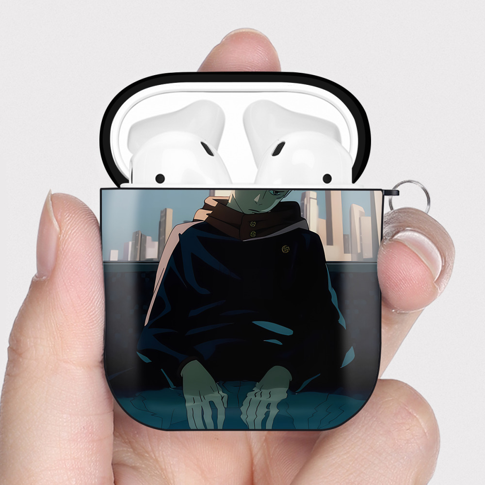（画像用） SPY×FAMILY间谍家家酒 AirPods 第2世代保護ケース ハードシェル ブラック 耐衝撃・防指紋・カラビナ付き