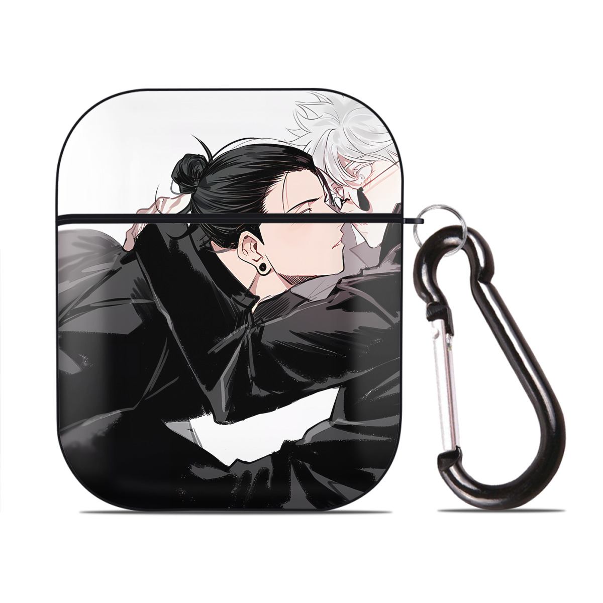 （画像用） SPY×FAMILY间谍家家酒 AirPods 第2世代保護ケース ハードシェル ブラック 耐衝撃・防指紋・カラビナ付き