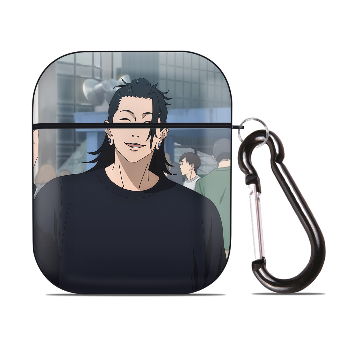 （画像用） SPY×FAMILY间谍家家酒 AirPods 第2世代保護ケース ハードシェル ブラック 耐衝撃・防指紋・カラビナ付き