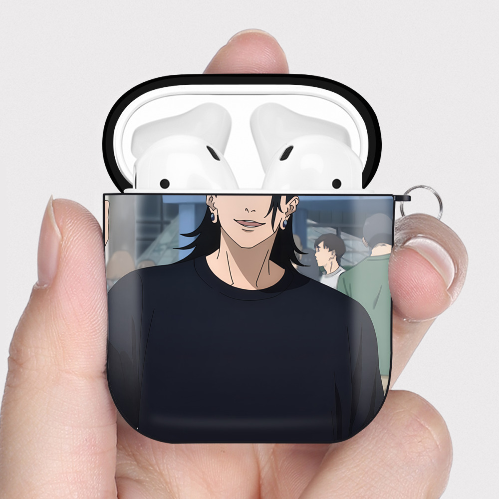 （画像用） SPY×FAMILY间谍家家酒 AirPods 第2世代保護ケース ハードシェル ブラック 耐衝撃・防指紋・カラビナ付き