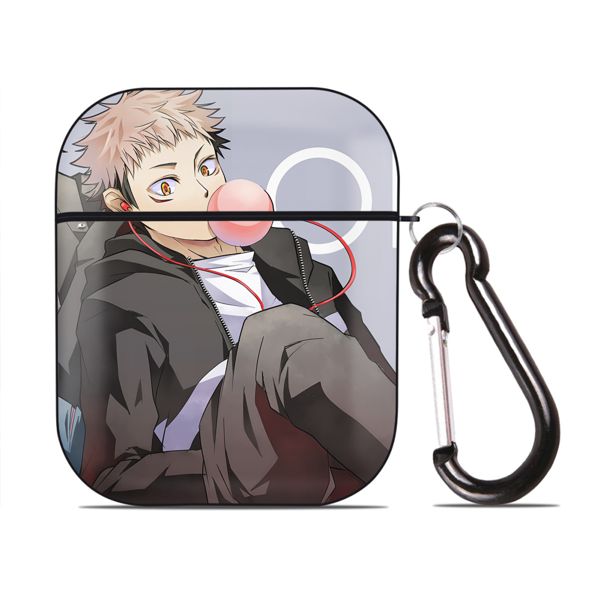 （画像用） SPY×FAMILY间谍家家酒 AirPods 第2世代保護ケース ハードシェル ブラック 耐衝撃・防指紋・カラビナ付き