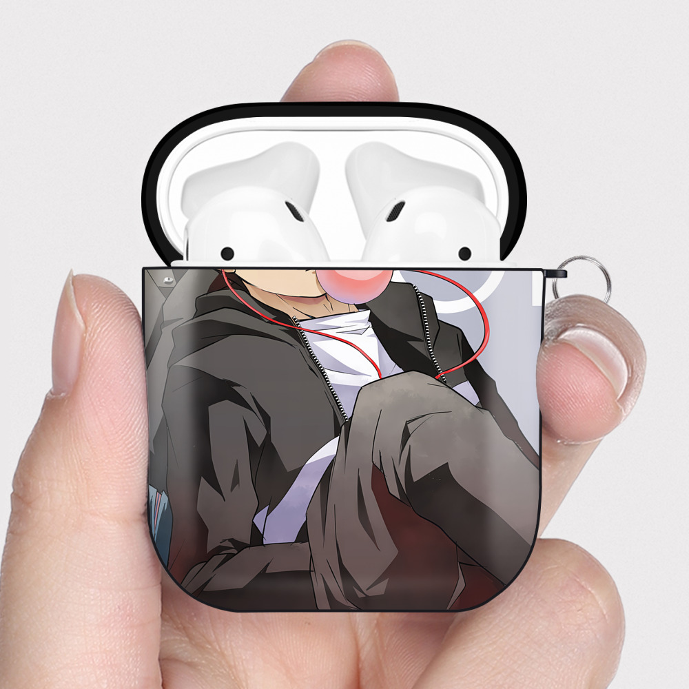 （画像用） SPY×FAMILY间谍家家酒 AirPods 第2世代保護ケース ハードシェル ブラック 耐衝撃・防指紋・カラビナ付き