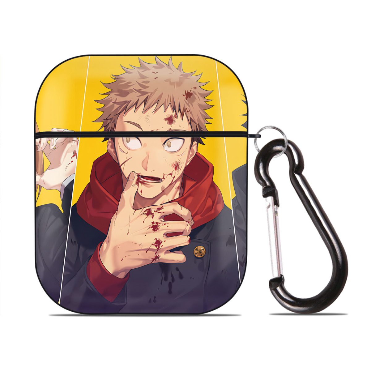 （画像用） SPY×FAMILY间谍家家酒 AirPods 第2世代保護ケース ハードシェル ブラック 耐衝撃・防指紋・カラビナ付き
