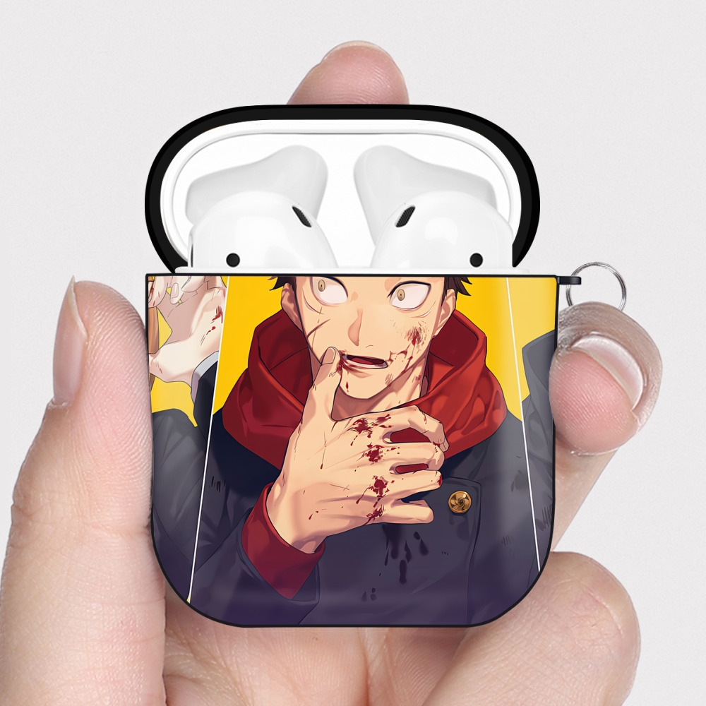 （画像用） SPY×FAMILY间谍家家酒 AirPods 第2世代保護ケース ハードシェル ブラック 耐衝撃・防指紋・カラビナ付き
