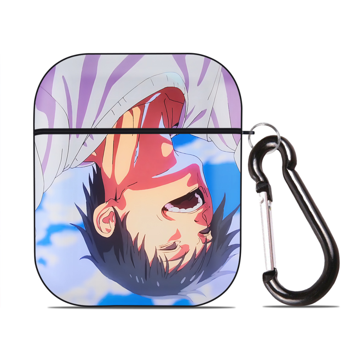 （画像用） SPY×FAMILY间谍家家酒 AirPods 第2世代保護ケース ハードシェル ブラック 耐衝撃・防指紋・カラビナ付き